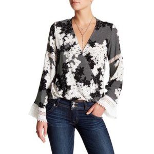 NWOT Lovestitch Printed Bell Sleeve Blouse